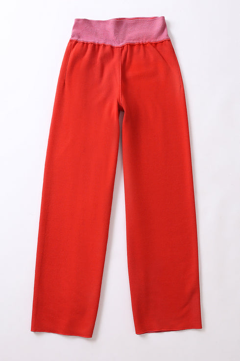 Reversible straight leg pants in cotton blend jacquard